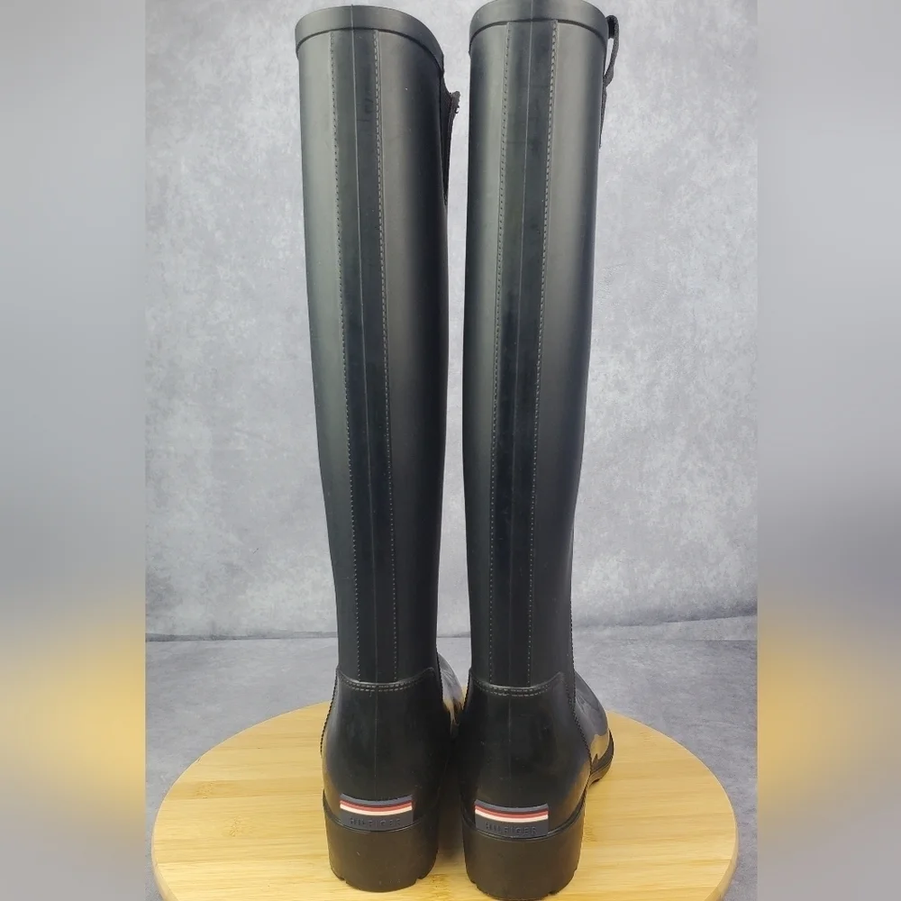 Tommy Hilfiger‎ tall black rubber Women's rain boots Size 7M